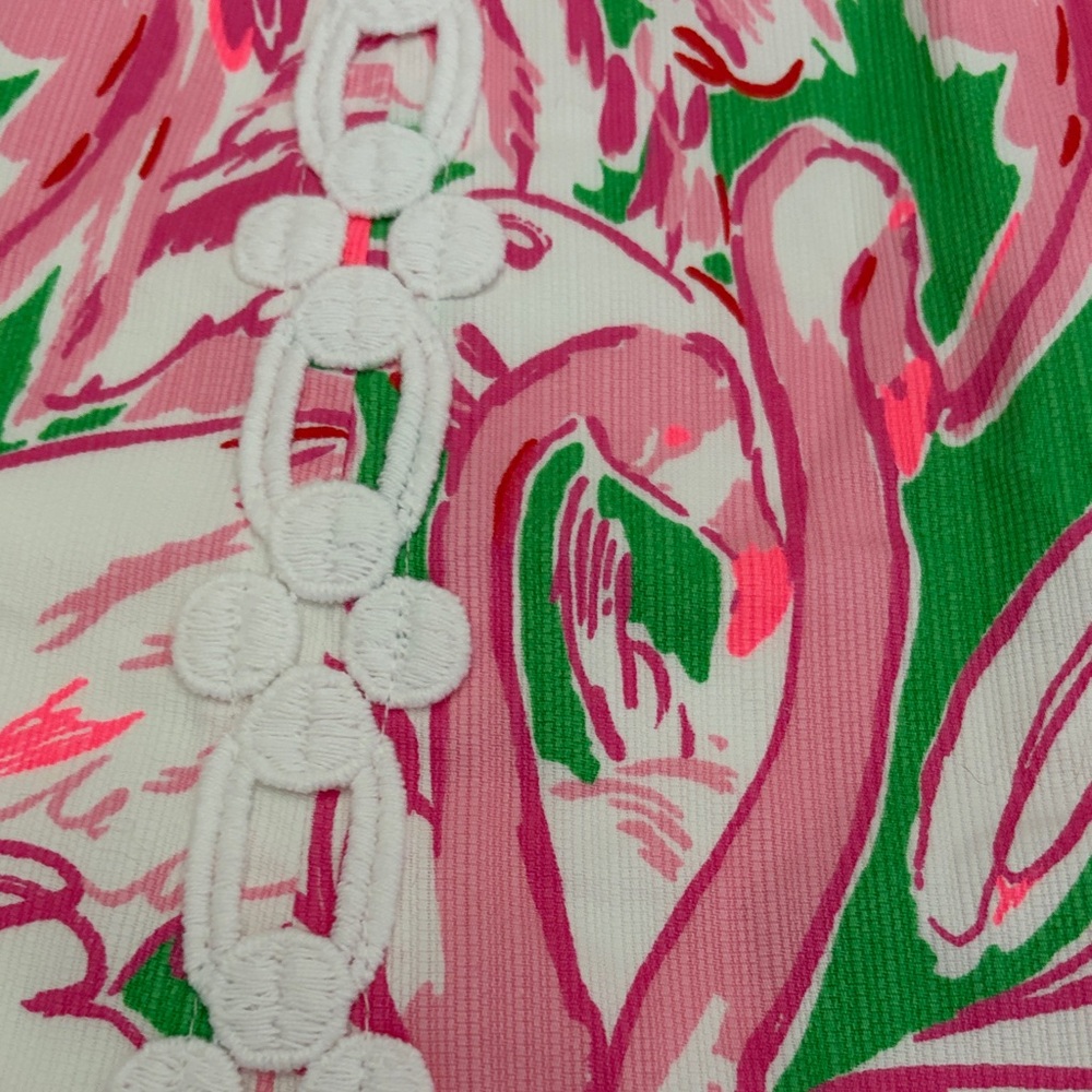 Lilly Pulitzer Pink & Green Flamingo Marigold skort with White Trim, 2, NWT - Picture 7 of 8